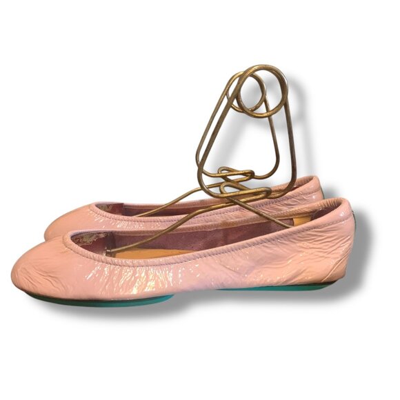 Tieks by Gavrieli Ballet Flats Blush Patent Leather Teal Soles Size 9 - Picture 5 of 9